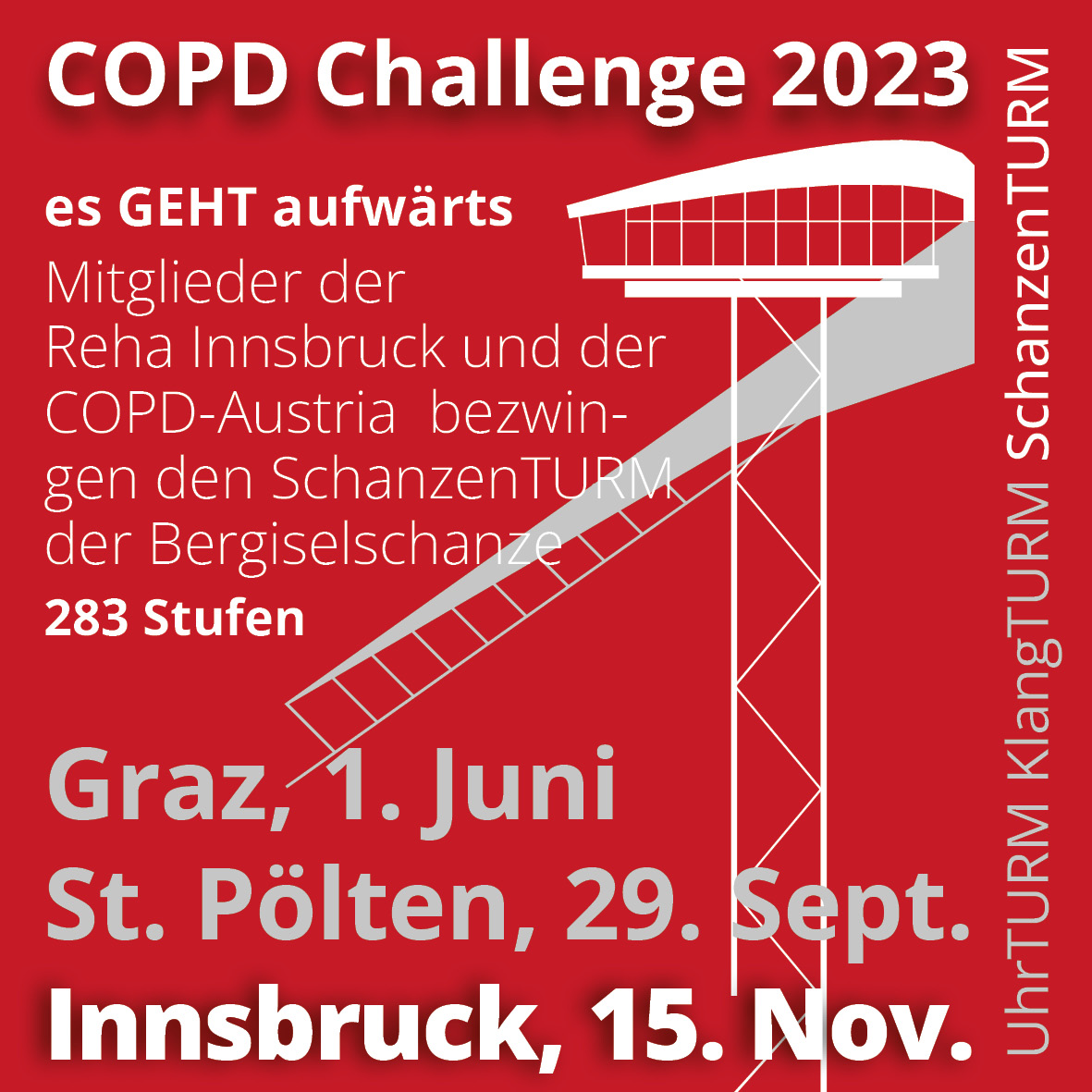 COPD Challenge 2023 Station 3: "Es geht aufwärts" am Bergisel SchanzenTURM